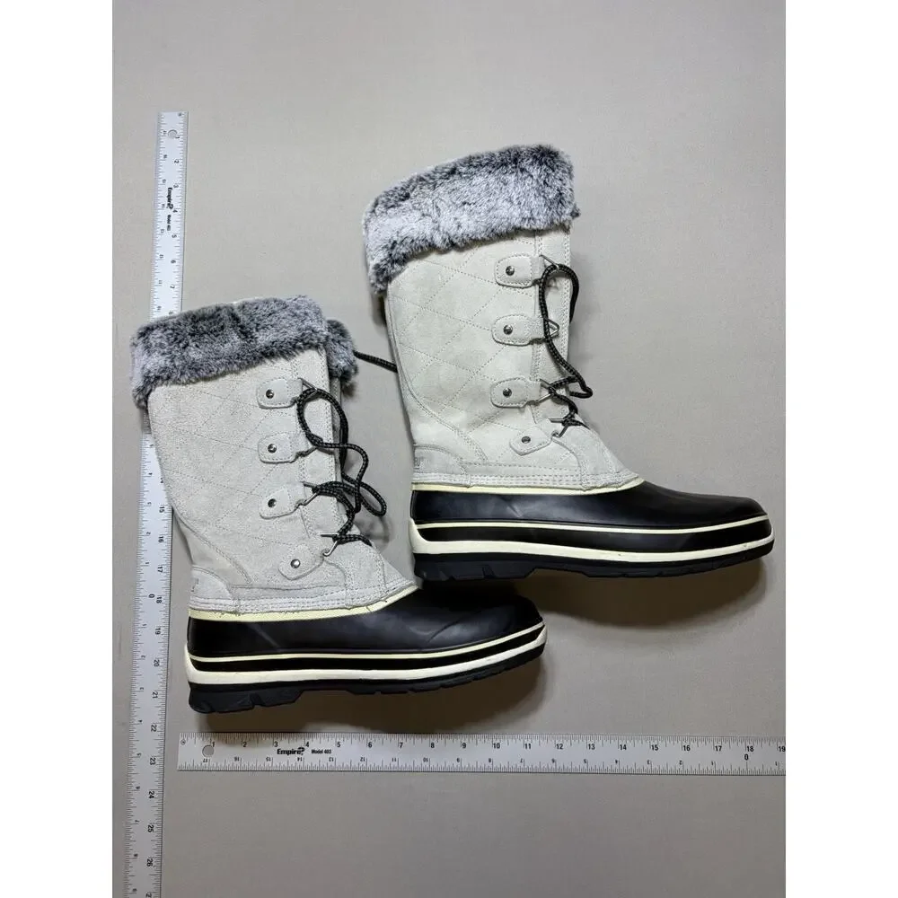 Khombu Emily Winter Snow Boots Womens Size 8 Gray Faux Fur Waterproof Duck Boots